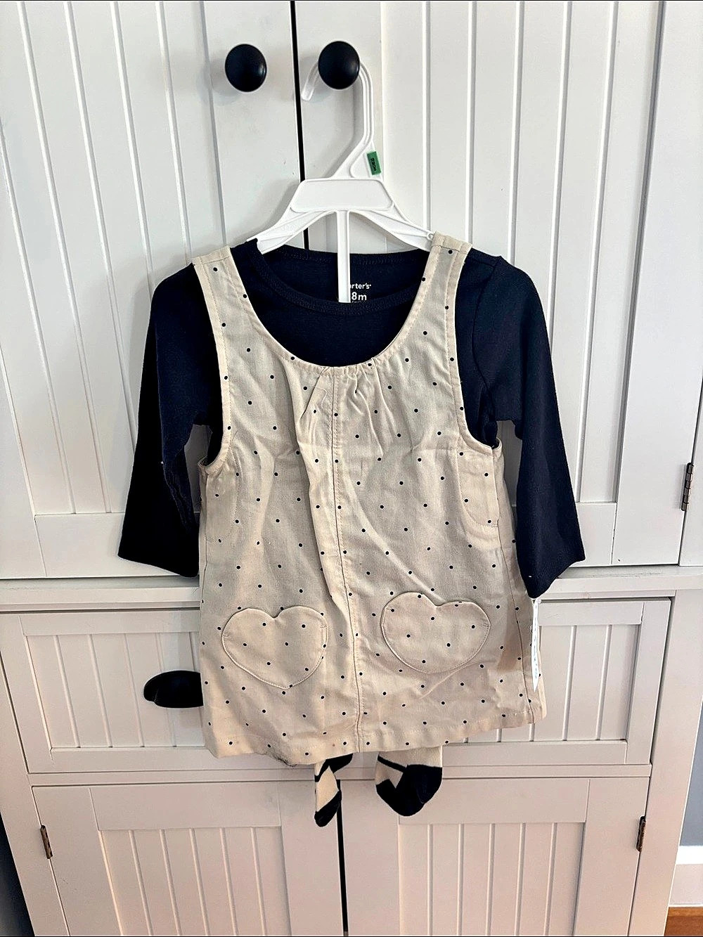 Black & Beige Polka Dot Layered Top